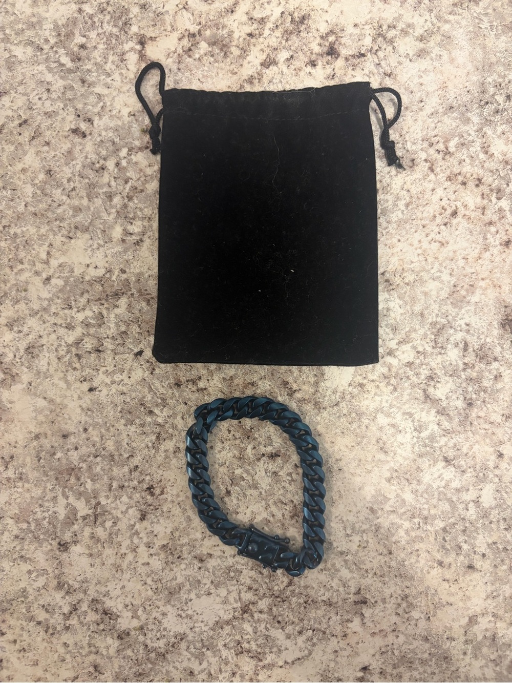 Men's Blue Chain Bracelet with Black Pouch — Modern Cuban Link